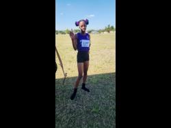 Foga Road High School’s Shameika McLean after her victory in the Class Two girls 300 metres at the Audrey E/Kevon Robinson Invitational track meet at Foga Road High School in Clarendon on Saturday.