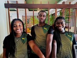 The Rivers triplets (from left) Helaina, Henri IV and Henniyah while they were in Jamaica in 2025.