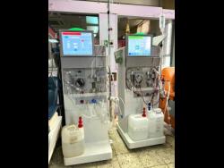 Dialysis machines used to filter waste and excess fluid from the blood of patients with kidney failure.