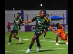 Jamaica’s Jabarie Howell celebrates scoring in the Concacaf Under-20 Qualifiers.