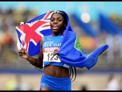 File photo shows Adaejah Hodge of the British Virgin Islands celebrate gold in the Under-17 girls 200m finals on Day 3 of the  49th staging of the Carifta Games at the National Stadium, St Andrew, on Monday, April 18, 2022.