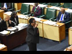 An upset St Andrew South West Member of Parliament Dr Angela Brown Burke on her feet in Parliament as she confronted House Speaker Juliet Holness for not being allowed to speak. The sitting was held on December 8, 2025.