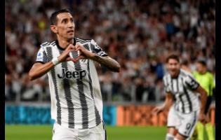 Juventus’ Angel Di Maria celebrates after scoring during the Italian Serie A match between Juventus and Sassuolo at the Juventus Stadium, Turin, Italy yesterday.