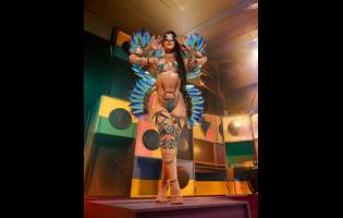 Model shows off the dancehall costume, part of Xodus Carnival.