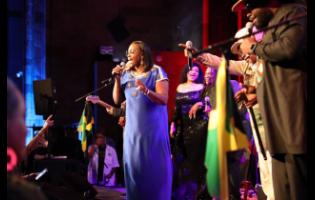 House Speaker Judith Holness performs at the ISSA Trust Foundation charity gala in New York City.