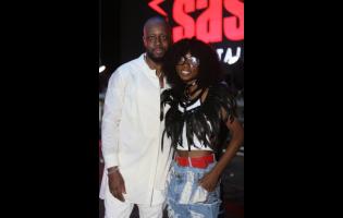 Haitian rapper and Sashi’s host, Wyclef Jean (left), shared a moment with aspiring artiste from Las Vegas, Chaize ‘ChaiXe’ Macklin at Sashi Live on Saturday. 
