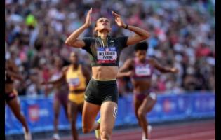 Sydney McLaughlin-Levrone wins the women’s 400-metre hurdles final during the US Track and Field Olympic Team Trials yesterday in a world record 50.65 seconds.