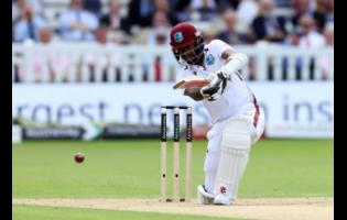 West Indies’ captain Kraigg Brathwaite bats on day two of the first Test match against England at Lord’s Cricket Ground, London on Thursday, July 11.