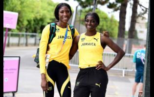 Lamara Distin (left) and Shiann Salmon in Paris, France, for the Olympic Games.