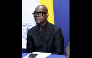 Roy Simpson, interim general secretary of the Jamaica Football Federation, at the Kingston and St Andrew Football Association’s Business House Awards, held at National Housing Trust’s parking lot in New Kingston on Thursday night.