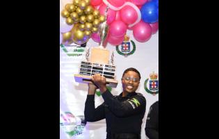 Credit: Antoine Lodge Corporal Shantel Powell celebrates after being named top cop at the LASCO JCF Saluting Our Heroes Awards ceremony yesterday at The Jamaica Pegasus hotel.
