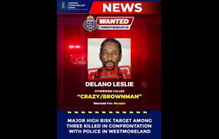 Delano Leslie, also known as “Crazy”, and two associates were fatally wounded during an operation carried out by members of the Area 1 Fugitive Apprehension Team in the Cornwall Mountain community