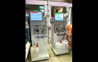 Dialysis machines used to filter waste and excess fluid from the blood of patients with kidney failure.