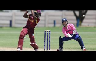 Shamar Apple of the West Indies Under-19 team bats during a warm-up game versus Japan.
