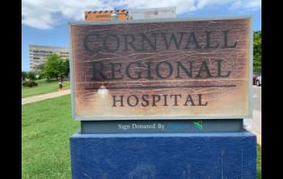 A photo of the sign of Cornwall Regional Hospital 