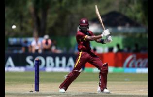  Jewel Andrew of West Indies bats during the ICC U19 Men’s Cricket World Cup 2026 match between West Indies and Afghanistan at HP Oval in Windhoek, Namibia yesterday.