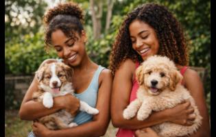 Credit: ChatGPT Image Young Jamaican women enjoy playful moments with their fluffy companions.