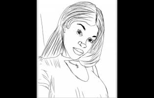 One of Daniel Cunningham’s portraits captures the quiet intensity of a young woman.