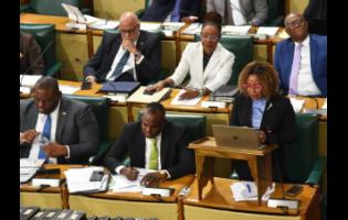 Minister of Education, Skills, Youth and Information, Senator Dr Dana Morris Dixon, speaks during the sitting of the Senate at Gordon House on January 30.