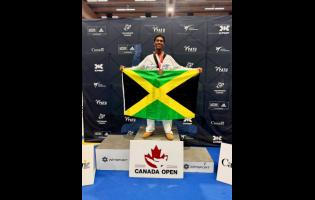 Fifteen-year-old Daniel Balli celebrates his podium finish after securing a bronze medal for Team Jamaica at the 2026 Canada Open Taekwondo G2, held from February 26-28 in Calgary, Canada.