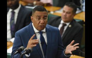 Prime Minister Dr Andrew Holness makes his presentation during the 2026/2027 Budget Debat in Parliament on Thursday.