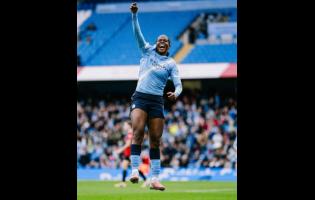 Manchester City’s Khadija Shaw celebrates scoring a goal