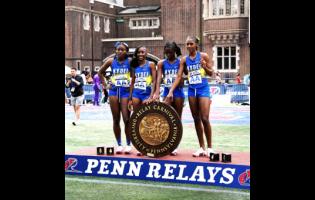 Members of the Hydel High team who won the Championship of America  4x400 metres at the Penn Relays in Philiadelphia. From left: Sashashunta Hemmings, Nastassia, Fletcher, Sashana Johnson and Aaliyah Mullings. 