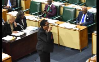 An upset St Andrew South West Member of Parliament Dr Angela Brown Burke on her feet in Parliament as she confronted House Speaker Juliet Holness for not being allowed to speak. The sitting was held on December 8, 2025.