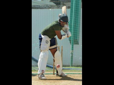 Ian Allen
New Jamaica Scorpions batsman Akim Fraser going through batting practice in the nets at Sabina Park yesterday, ahead of today’s Cricket West Indies Professional Cricket League Regional 4-Day game against the Guyana Jaguars.