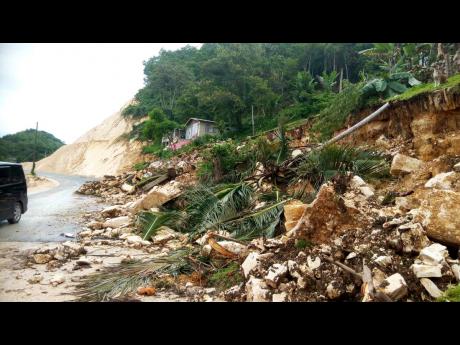This is what remains of a house that fell into a section of the Mackfield to Ferris roadway in Westmoreland last Friday. 