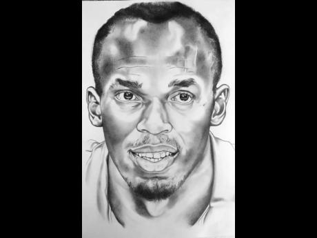 Plummer’s sketch of the world’s greatest sprinter, Usain Bolt.