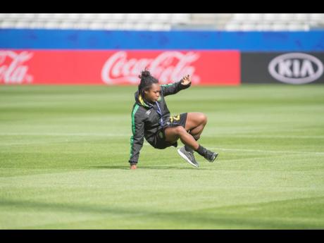 Mireya Grey shows off some dance moves at a training session yesterday.