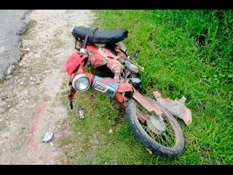A motor cycle involved in a crash.