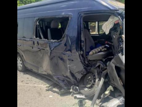 Credit: Contributed The Toyota Hiace minibus that was involved in yesterday’s deadly crash in Hanover.