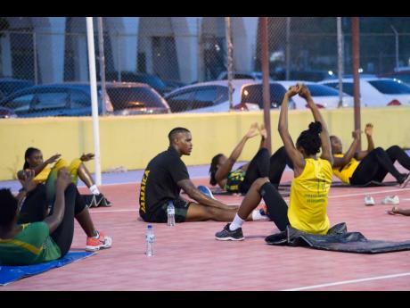 Credit: Shorn Hector Shorn Hector/Photographer
Members of Jamaica’s national senior netball team, the Sunshine Girls, stretch during a recent training session at the Leila Robinson Courts at the National Stadium.