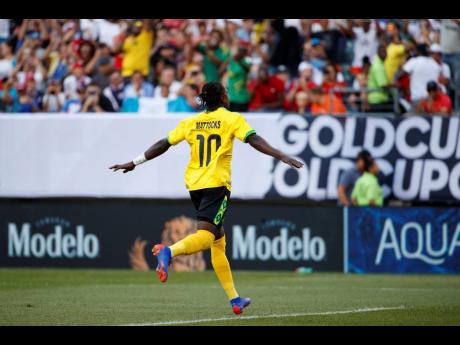 Credit: Matt Slocum Mattocks celebrates after scoring Jamaica’s only goal against Panama to put his team in the Gold Cup semi-final.