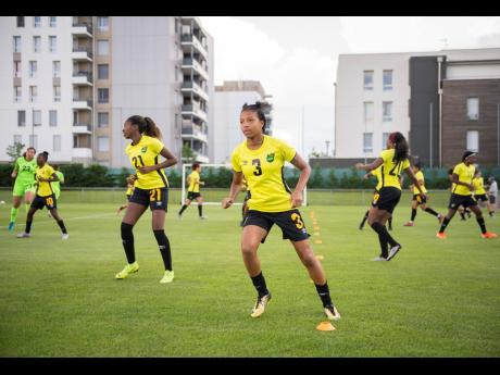 Members of the Reggae Girlz during a training session at the just-concluded Women’s World Cup in France.