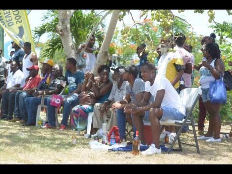 Spectators take in the action as Orange Hill beat White River in the semi-final of the SDC/ Wray & Nephew National Community T20 Cricket Competition on Sunday.