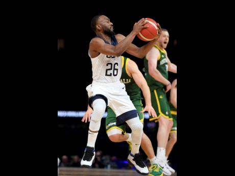 United States’ Kemba Walker attempts a shot during their exhibition basketball game against Australia in Melbourne yesterday.