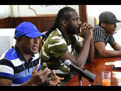 From left: Ricky Trooper, Skatta Burrell and General Degree at The Gleaner’s Entertainment Forum.