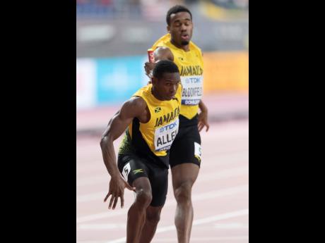 Gladstone Taylor
Akeem Bloomfield (right) hands off the baton to Nathon Allen in the semi-final of the men’s 4x400m at the recently concluded World Championships in Doha, Qatar.