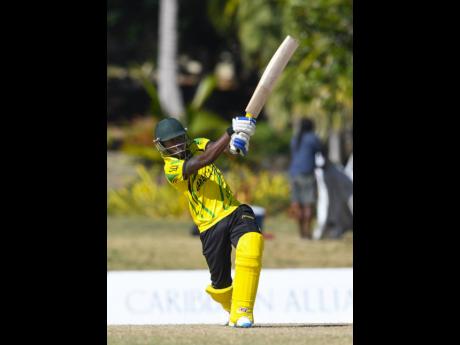 Jermaine Blackwood bats during the semi-final of the of the tournament against the Trinidad and Tobago Red Force in 2017.