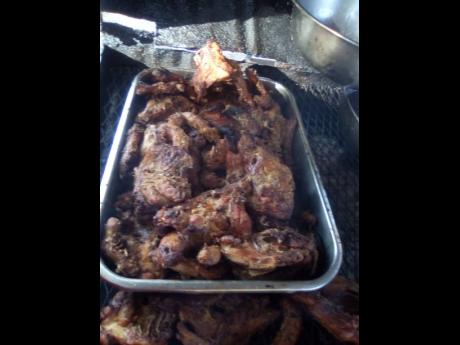 Some of Thompson’s jerk chicken neck and back that has become a staple of his spot.