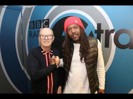 Bay-C (right)  and turntable veteran David Rodigan, following a BBC 1 Xtra interview while on his UK promo tour last year.