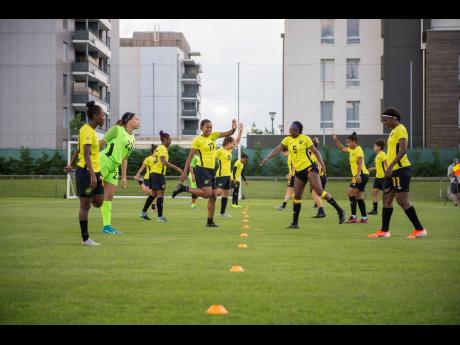 Jamaica’s Reggae Girlz during a training session at the FIFA Women’s World Cup at Stade Eugene Thenard in Grenoble, France on Monday, June 17, 2019.