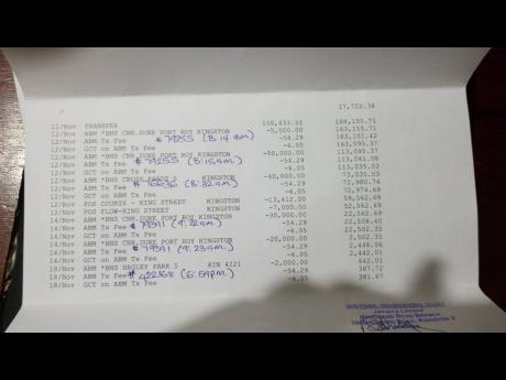 A record of all transactions on Lawrence’s account.