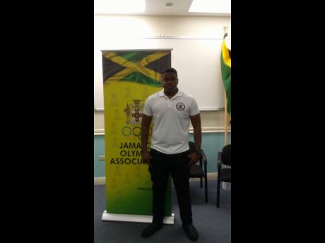 Local weightlifter Soneil Ellington at the launch of the Jamaica Weightlifting Federation at the Jamaica Olympic Association headquarters in Kingston on Tuesday, January 14, 2020.