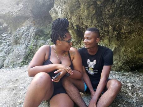 Kerromie Chambers and his sweetheart, Moya McFarlane, enjoy themselves at Reggae Falls in St Thomas.