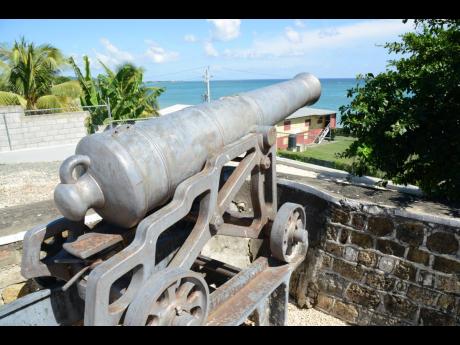 One of the three cannons that remain at the Morant Bay Fort, located behind the courthouse.