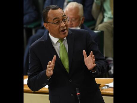 Health Minister Dr Christopher Tufton making his contribution to the Sectoral Debate in the House of Representatives on Tuesday.